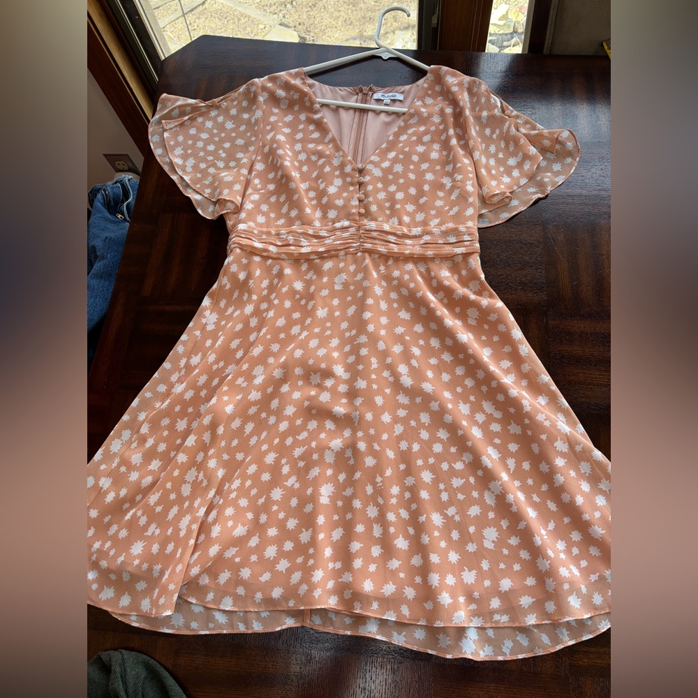 Madewell Peach Star Pattern Kids Dress